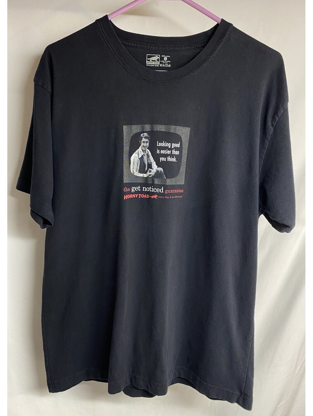 Horny Toad Black Large T-Shirt Y2K VTG "Looking Good Is Easier than You Think"